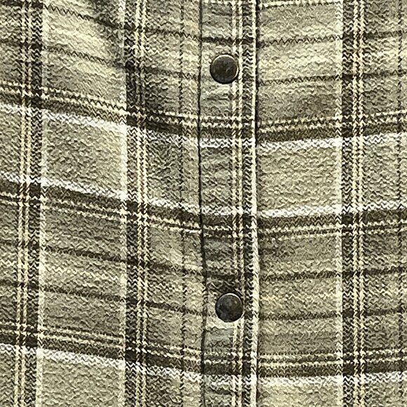 VTG Woolrich Fleece Lined Jacket Green Tan Strips Checked Sherpa-lined Flannel M - Picture 5 of 14